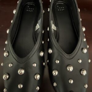 A New Day Black Silver-Studded Flats